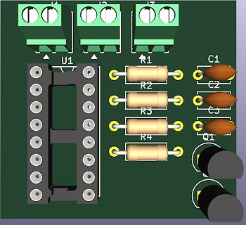 3D-CAD-Modell einer Leiterplatte mit Bauteilen