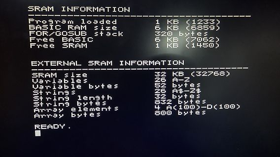 Abfotografierter Bildschirm mit SRAM Informationen