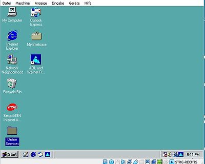 Windows 98 Desktop mit Icons