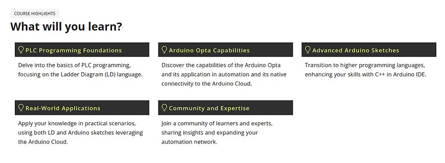 Kursübersicht zu PLC-Programmierung und Arduino Opta