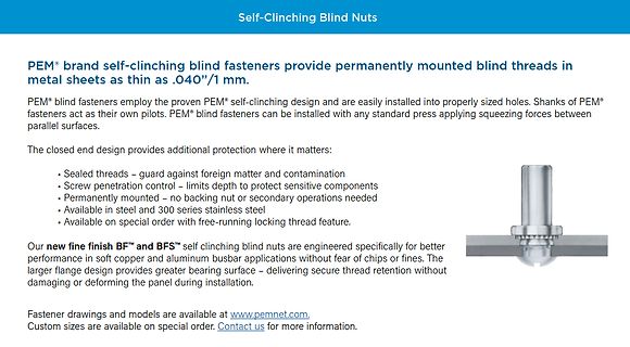 Produktinformation zu PEM selbstschneidenden Blindmuttern