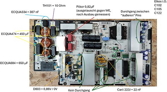 Analyse einer Leiterplatte mit Bauteilbeschriftungen