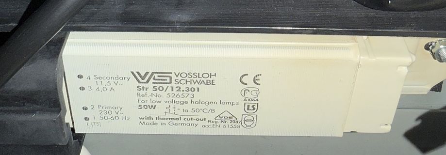 Typenschild eines Vossloh Schwabe Transformators
