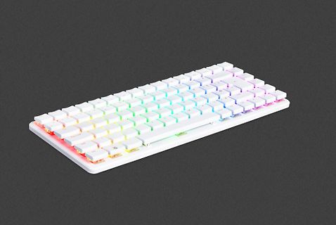 Weiße mechanische Tastatur mit RGB-Beleuchtung