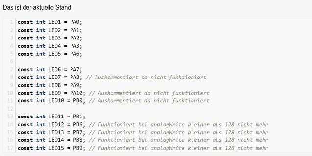 Programmcode zur LED-Pin-Definition