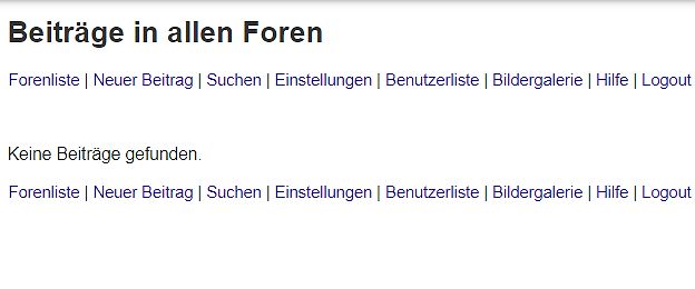 Screenshot einer Forenseite ohne Beiträge
