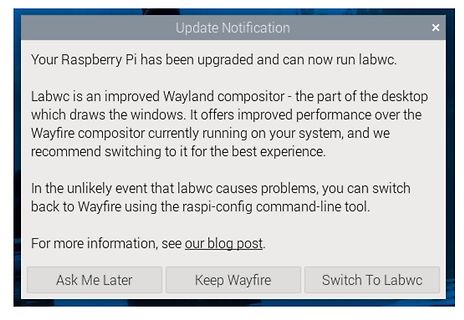 Update-Benachrichtigung für Raspberry Pi Labwc