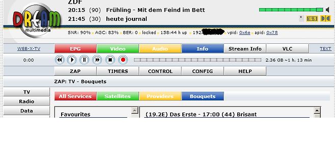 Benutzeroberfläche eines DigitalTV-Empfängers