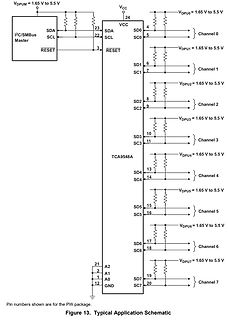 Schaltplan eines I2C-I/O-Expanders TCA9548A