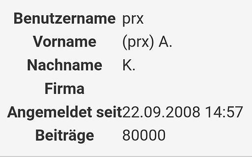 Benutzerprofil eines Forenmitglieds