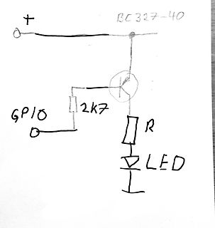 Handgezeichneter Schaltplan mit Transistor und LED