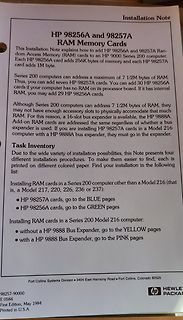Installation Note für HP RAM Memory Cards