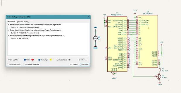 KiCad Electrical Rules Check Fehlermeldung Schaltplan