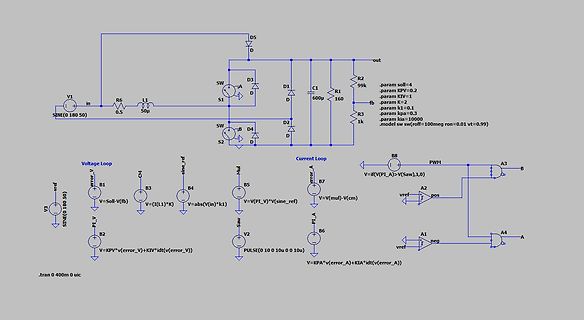 Schaltplan eines DC-DC-Wandlers mit Regelkreis