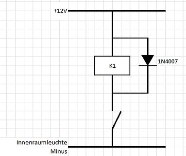 Schaltplan mit Relais und Freilaufdiode