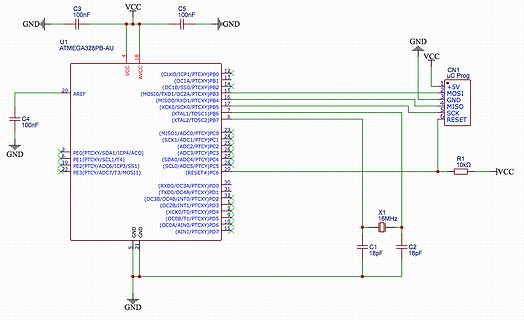 Schaltplan eines ATmega328PB Mikrocontrollers