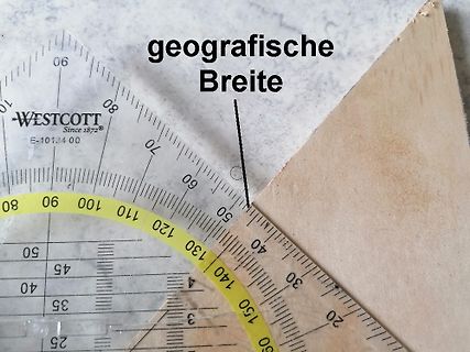 Foto eines Geodreiecks mit Text