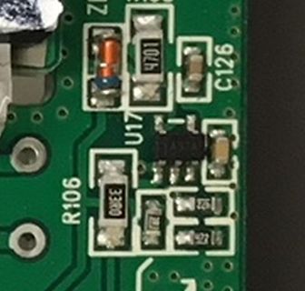 Nahaufnahme einer Leiterplatte mit SMD-Bauteilen