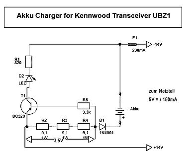 Schaltplan Akku-Ladegerät für Kennwood Transceiver UBZ1