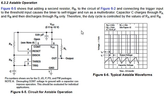 Schaltplan und Wellenformen eines astabilen Multivibrators