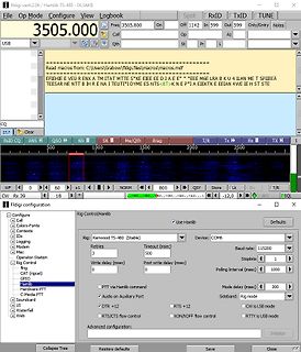 Software-Screenshot eines Funkbetriebsprogramms fldigi