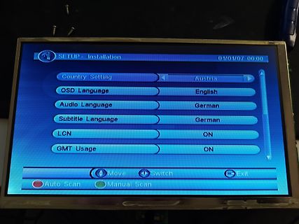 Foto eines LCD-Menüs eines Fernsehers