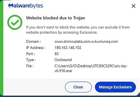 Malwarebytes Warnmeldung wegen Trojaner