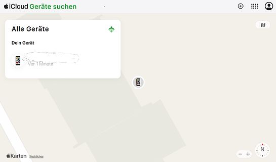 iCloud Geräte suchen Oberfläche
