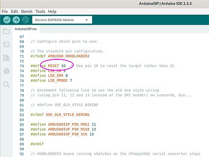 Arduino IDE Code-Ausschnitt ArduinoISP