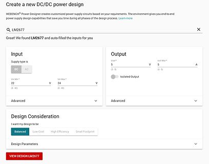 WEBENCH Power Designer Interface für LM2677
