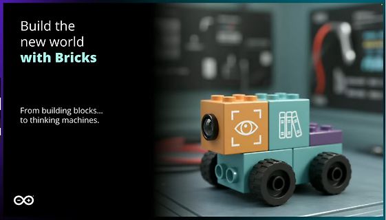Werbebanner für Bricks mit Spielzeugroboter