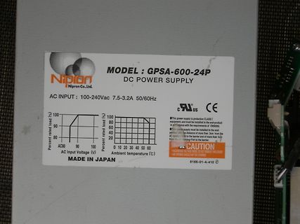 Typenschild eines Nipron DC-Netzteils
