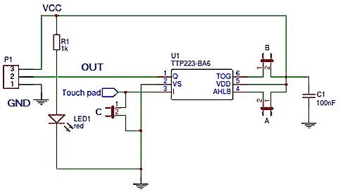 Schaltplan eines kapazitiven Touch-Sensors