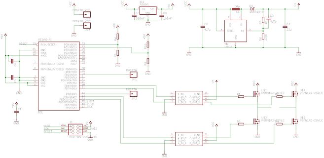 Schaltplan mit Mikrocontroller und Spannungsreglern
