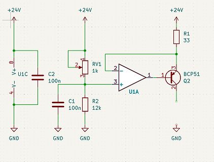 Schaltplan mit Operationsverstärker und Transistor