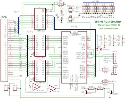 Schaltplan eines Pico-Board-MAX ROM-Simulators