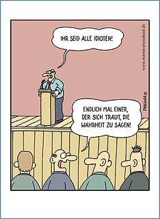Comic über einen Redner und sein Publikum