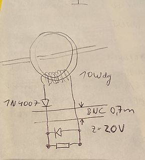 Handgezeichneter Schaltplan mit Spule und Diode