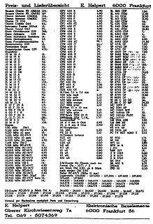 Scan einer Teileliste oder eines Katalogs