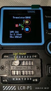 Messung eines NPN-Transistors mit LCR-P1 Tester