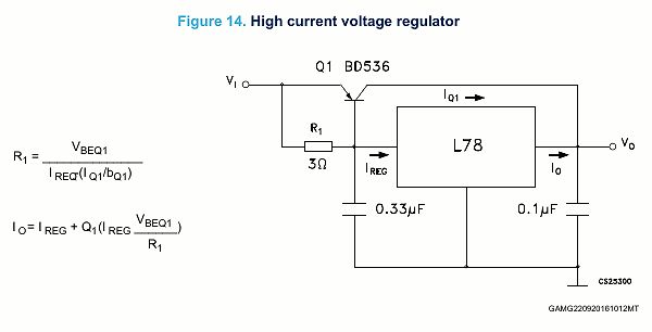 Schaltplan eines High Current Voltage Regulators