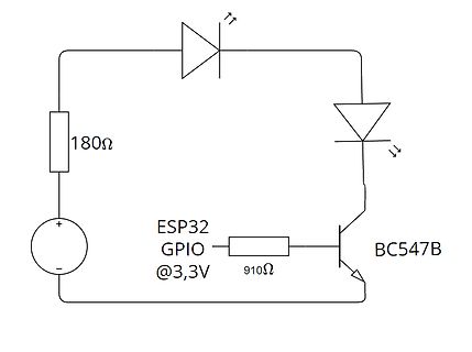 Schaltplan mit ESP32, Transistor und LED