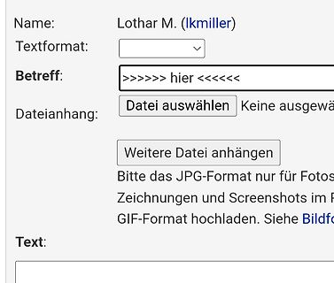Screenshot eines Webformulars für eine Foren-Nachricht