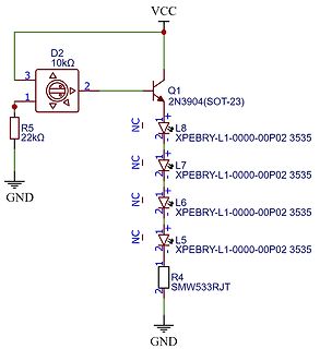 Schaltplan einer LED-Reihenschaltung mit Transistor