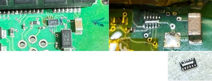 Nahaufnahme einer Leiterplatte mit elektronischen Bauteilen