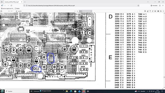Leiterplatten-Layout mit Bauteilbeschriftung und Liste