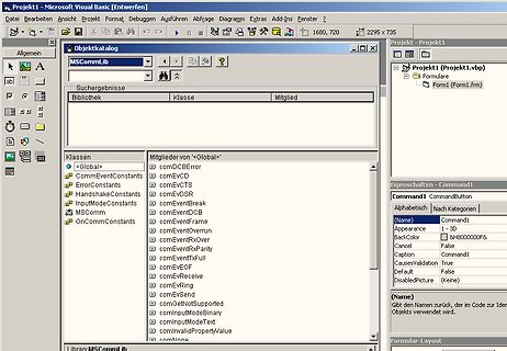 Screenshot der Microsoft Visual Basic Entwicklungsumgebung