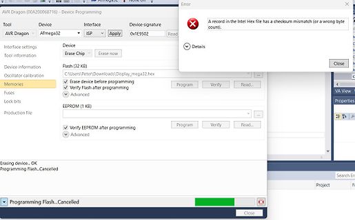 Fehlermeldung beim Programmieren eines AVR-Mikrocontrollers