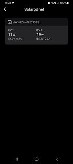 App-Anzeige von Solarpanel-Leistungswerten