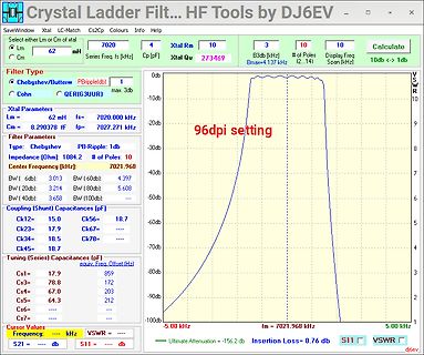 Software zur Berechnung eines Crystal Ladder Filters